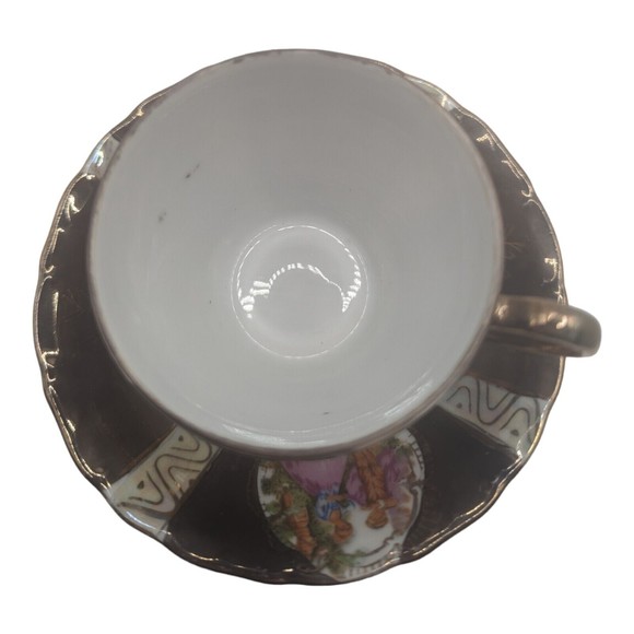 Vintage Japanese Porcelain Demitasse Expresso Cup & Saucer Courting Couple - Picture 7 of 11